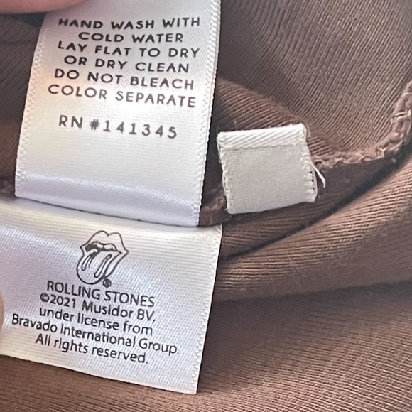 Daydreamer Brown Rolling Stones Tongue Short Sleeve Boxy Crop Tee; SZ L; NWOT - Picture 9 of 10